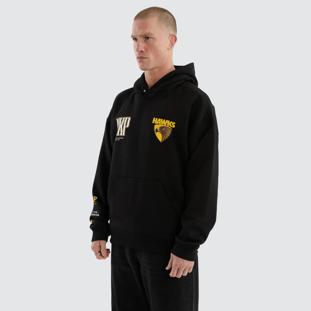 NXP x AFL Hawthorn Hawks Fighter Hoodie Jet Black, MENS HOODIES, NENA PASADENA, Elwood 101