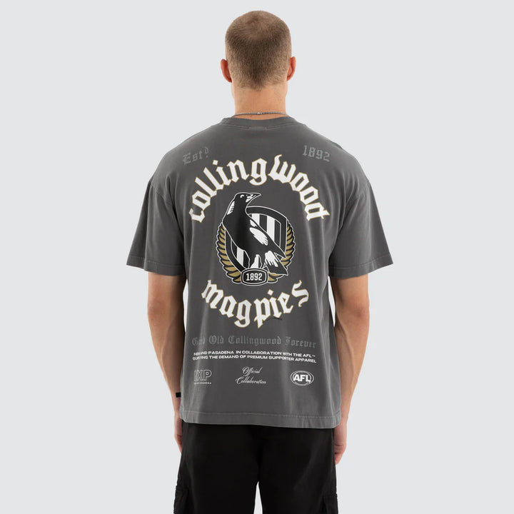 NXP x AFL Collingwood Magpies Off-Season Tee in Pigment Charcoal, MENS TEE SHIRTS, NENA PASADENA, Elwood 101