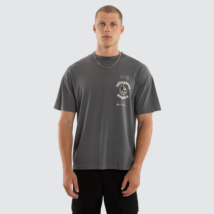 NXP x AFL Collingwood Magpies Off-Season Tee in Pigment Charcoal, MENS TEE SHIRTS, NENA PASADENA, Elwood 101