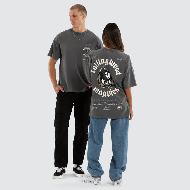 NXP x AFL Collingwood Magpies Off-Season Tee in Pigment Charcoal, MENS TEE SHIRTS, NENA PASADENA, Elwood 101