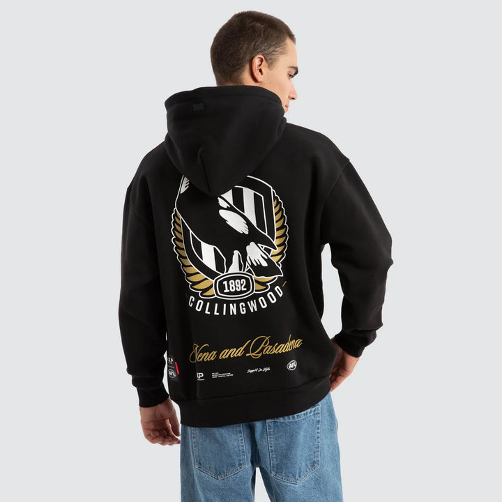 NXP x AFL Collingwood Magpies Season Hoodie in Jet Black, MENS HOODIES, NENA PASADENA, Elwood 101