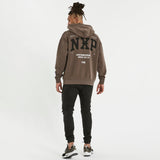 Nena & Pasadena Mens Affliction Relaxed Hooded Sweater - Pigment Shale Brown, MENS HOODIES, NENA PASADENA, Elwood 101