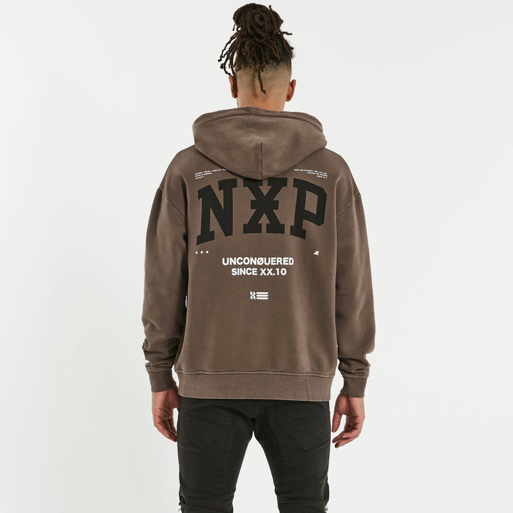 Nena & Pasadena Mens Affliction Relaxed Hooded Sweater - Pigment Shale Brown, MENS HOODIES, NENA PASADENA, Elwood 101