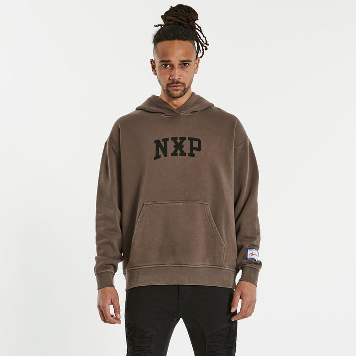 Nena & Pasadena Mens Affliction Relaxed Hooded Sweater - Pigment Shale Brown, MENS HOODIES, NENA PASADENA, Elwood 101
