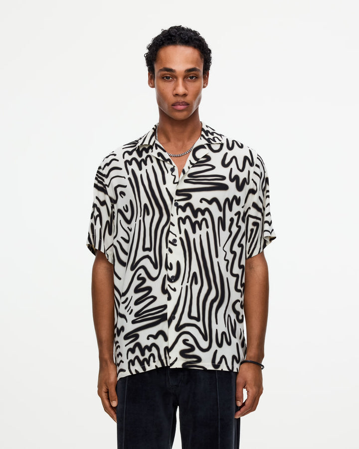 OAS Mens Aerosol Viscose Shirt in White & Black