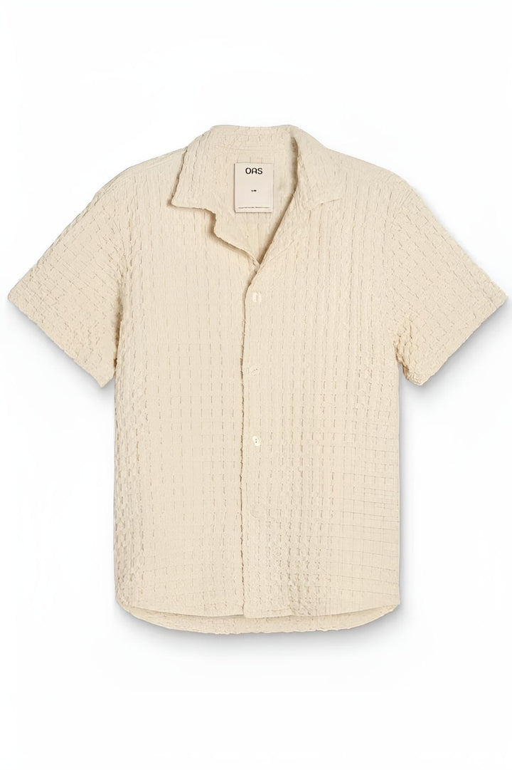 OAS Mens Ecru Cuba Waffle Shirt