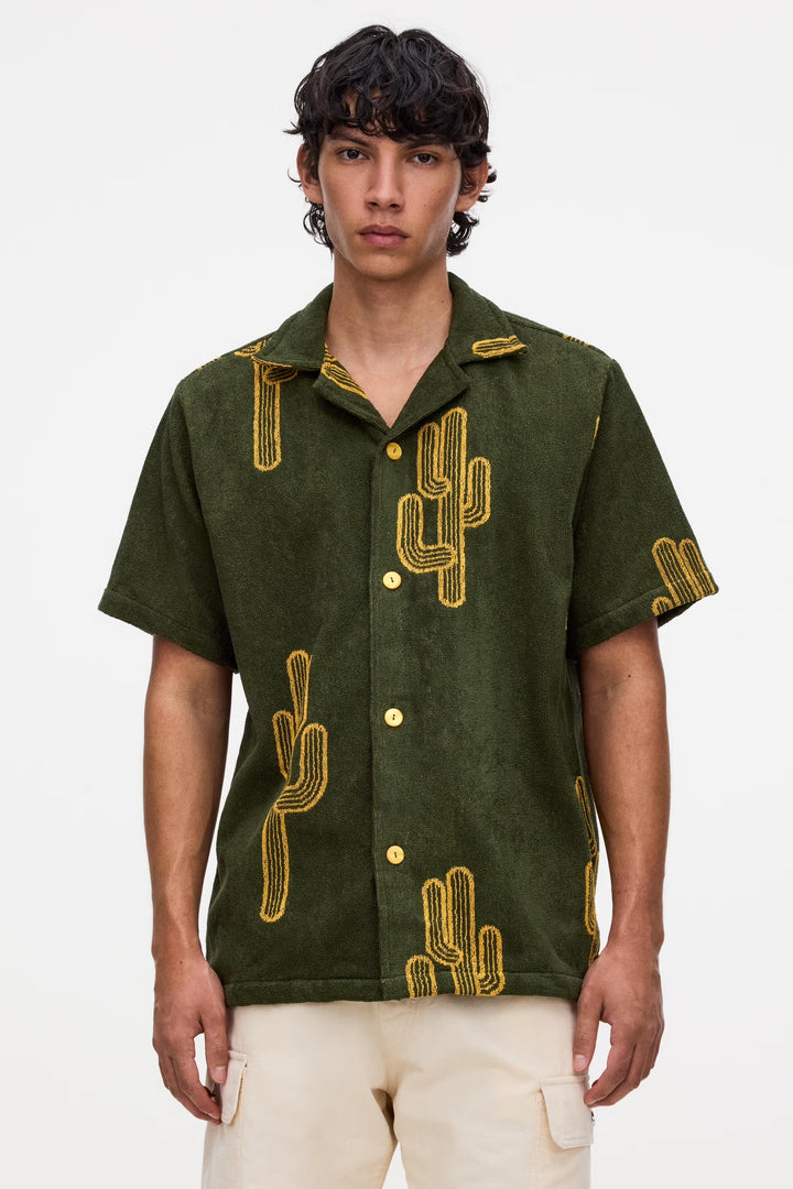 OAS Mens Mezcal Cuba Terry Shirt in Khaki