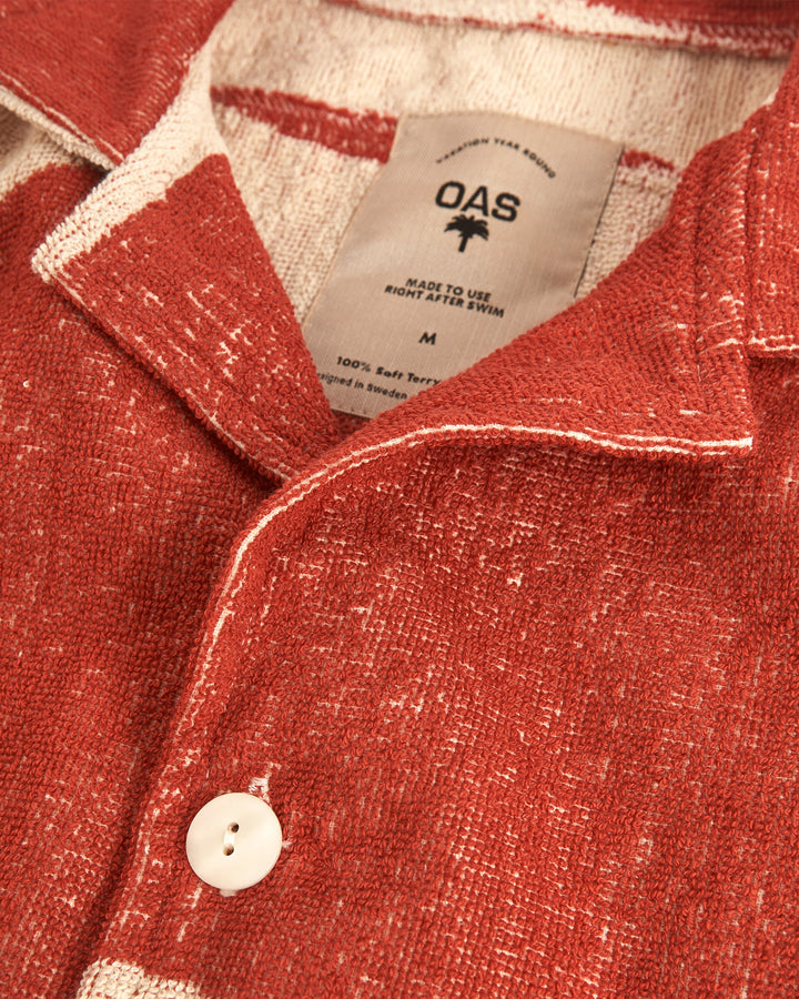 OAS Mens Amber Dune Cuba Terry Shirt in Brick Red