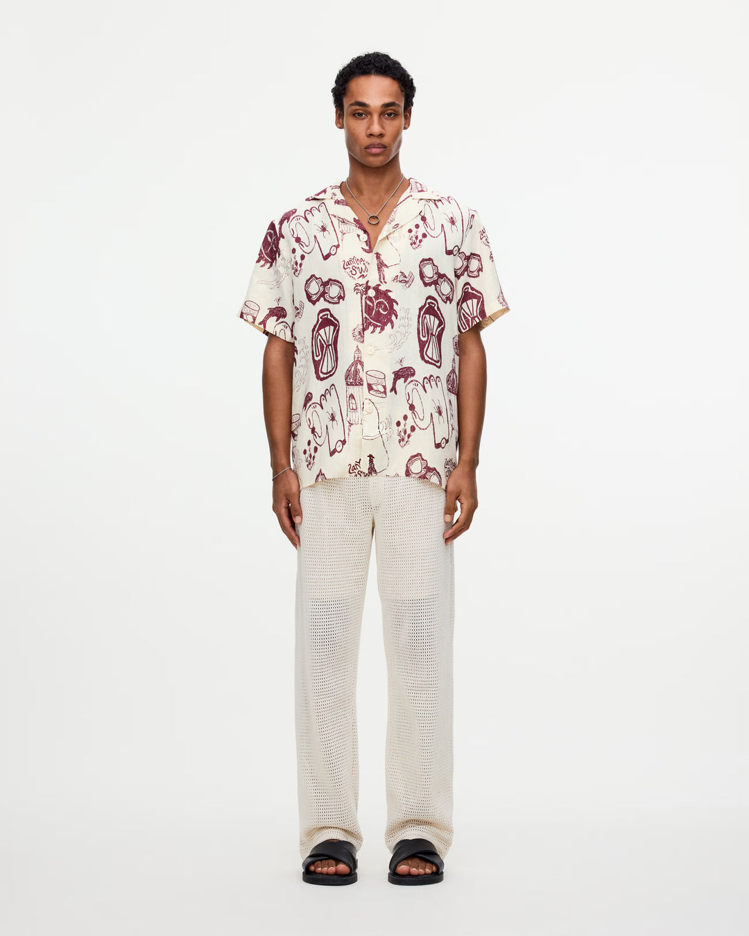 OAS Mens Cantina Cuba Linen Shirt in Off White