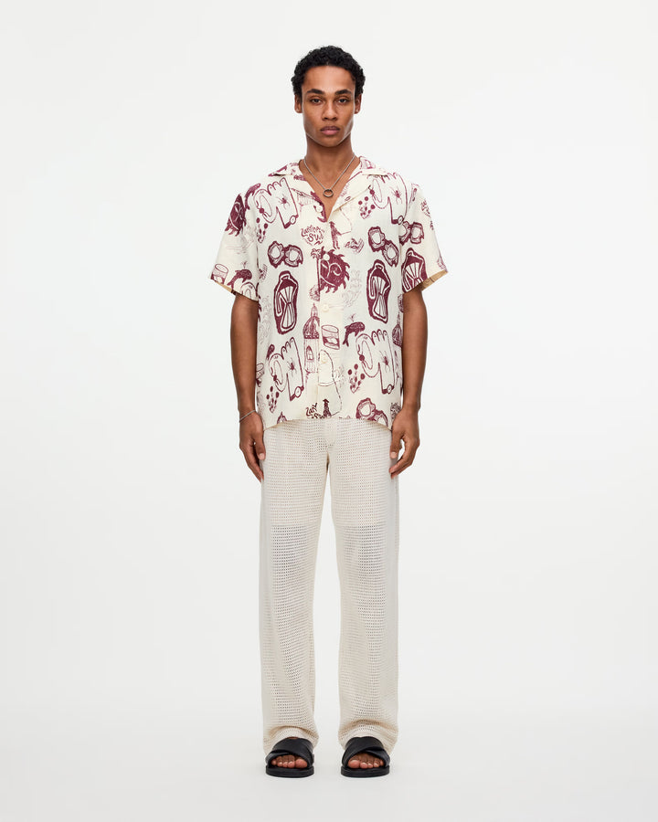 OAS Mens Cantina Cuba Linen Shirt in Off White