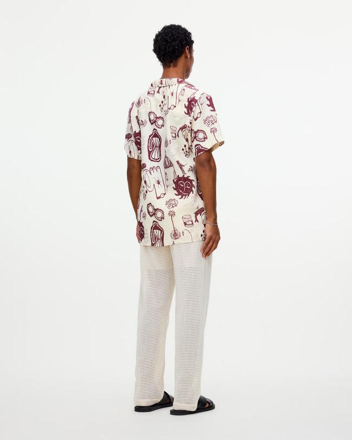 OAS Mens Cantina Cuba Linen Shirt in Off White