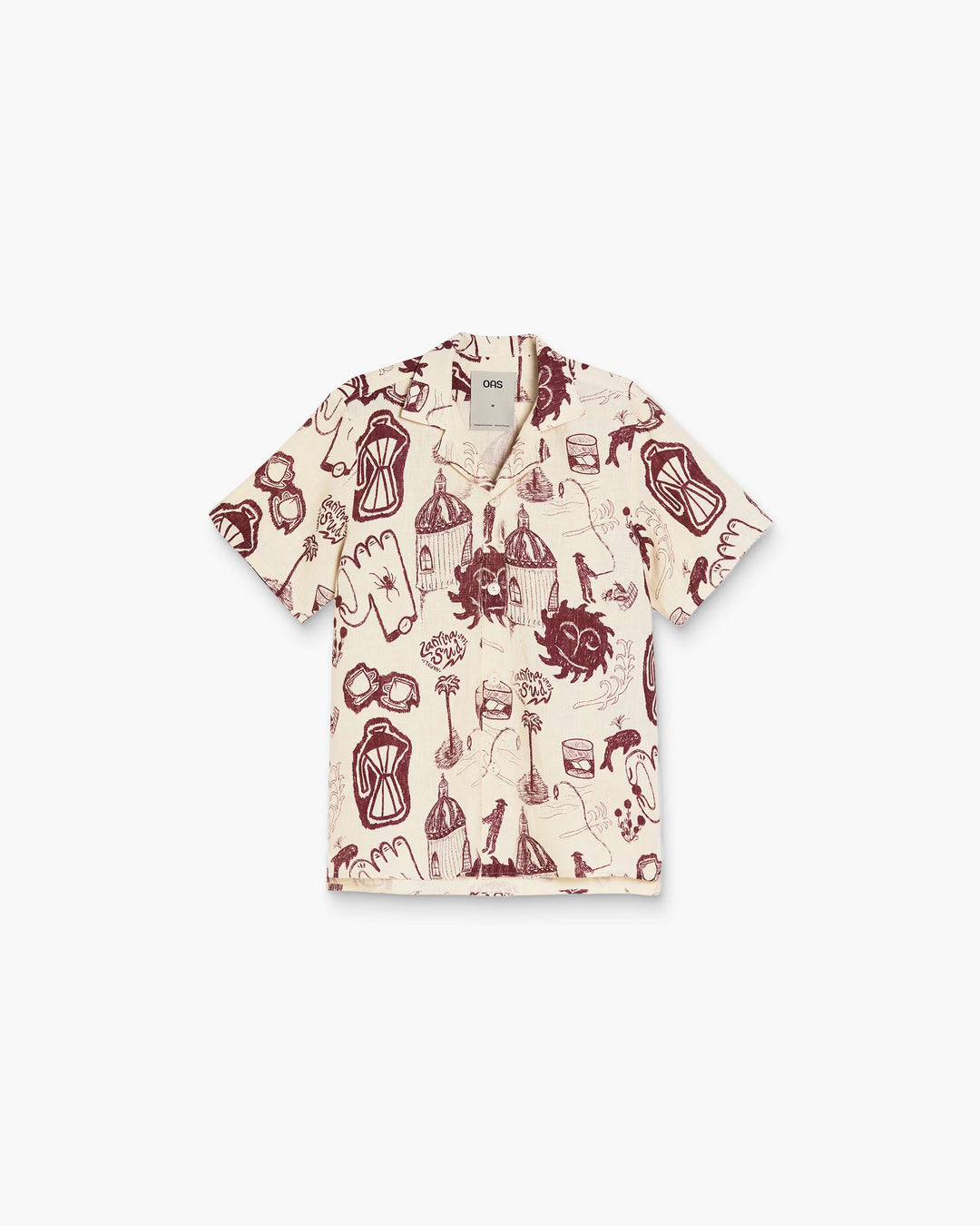 OAS Mens Cantina Cuba Linen Shirt in Off White