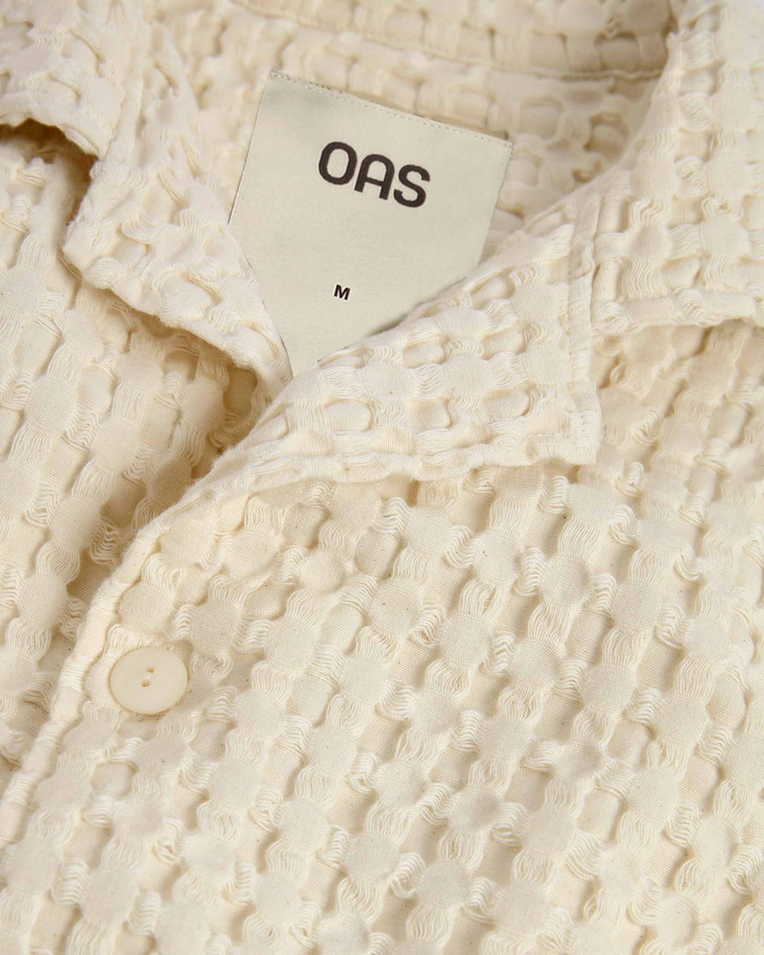 OAS Mens Ecru Cuba Waffle Shirt