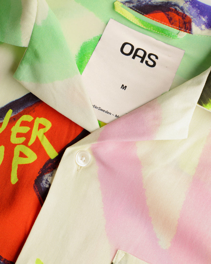 OAS Mens Flower Shop Viscose Shirt in White Graffiti