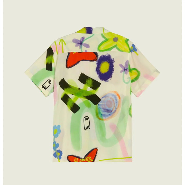OAS Mens Flower Shop Viscose Shirt in White Graffiti