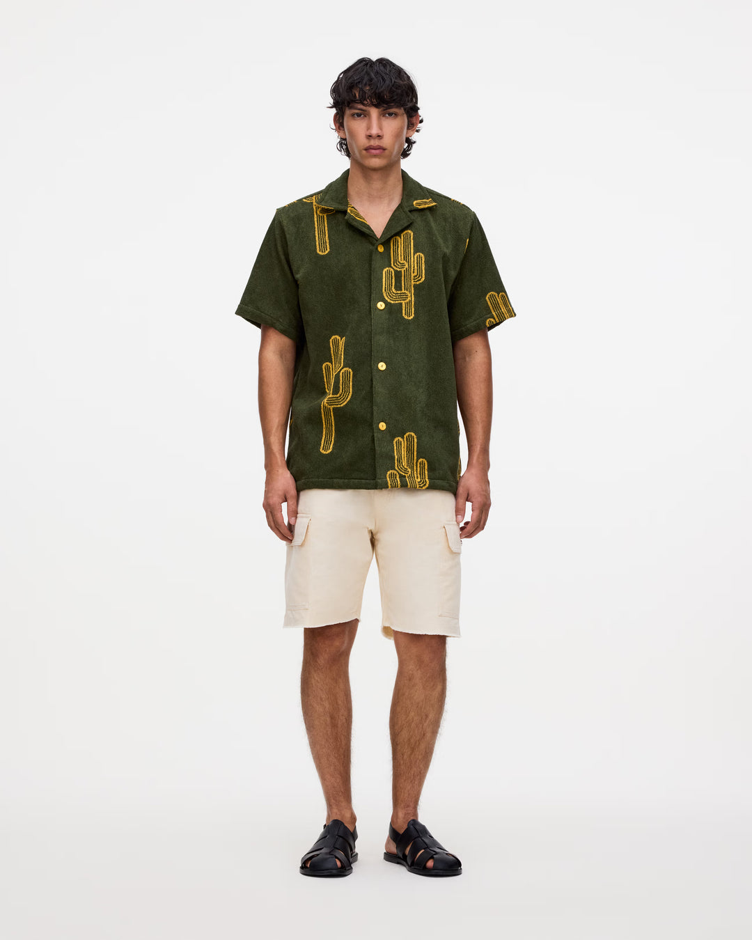 OAS Mens Mezcal Cuba Terry Shirt in Khaki