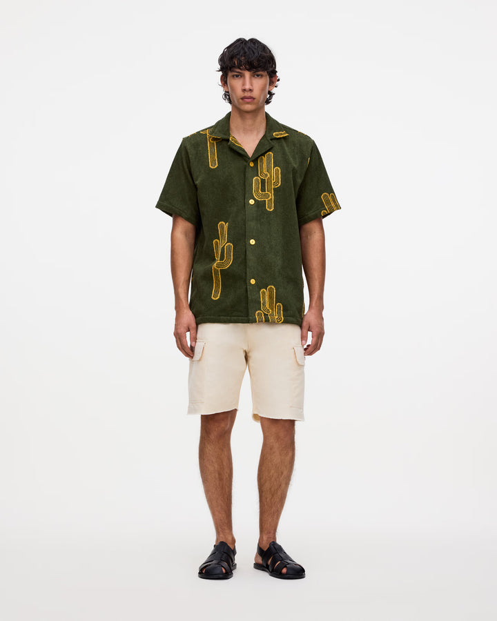 OAS Mens Mezcal Cuba Terry Shirt in Khaki