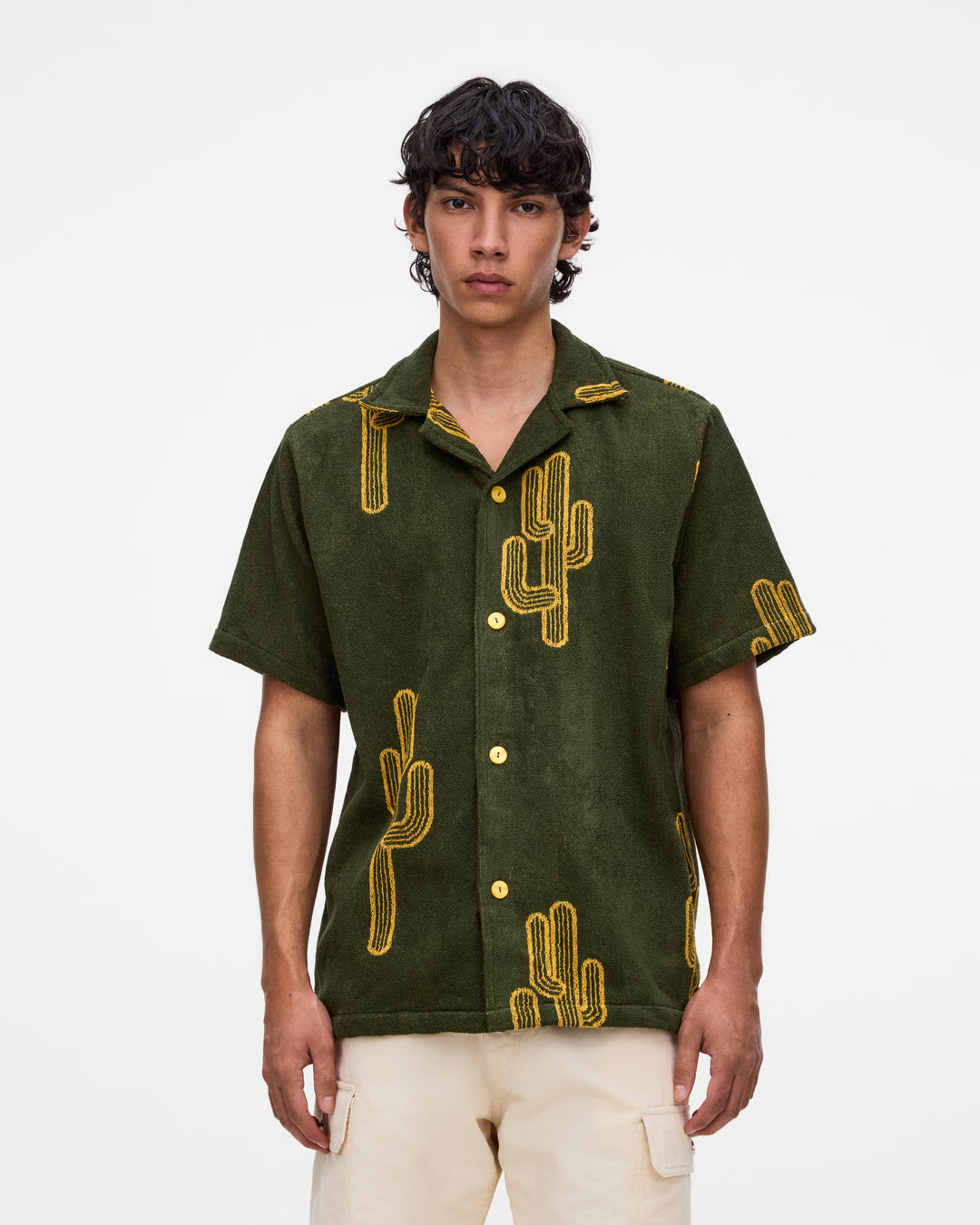 OAS Mens Mezcal Cuba Terry Shirt in Khaki