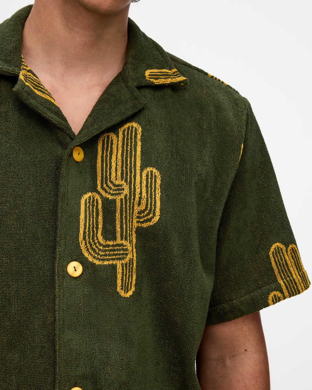 OAS Mens Mezcal Cuba Terry Shirt in Khaki