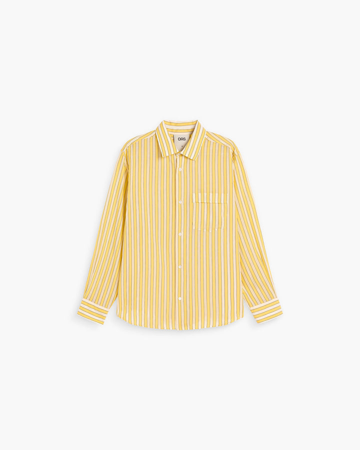 OAS Company Mens Deckchair Piano Shirt in Yellow Stripe
