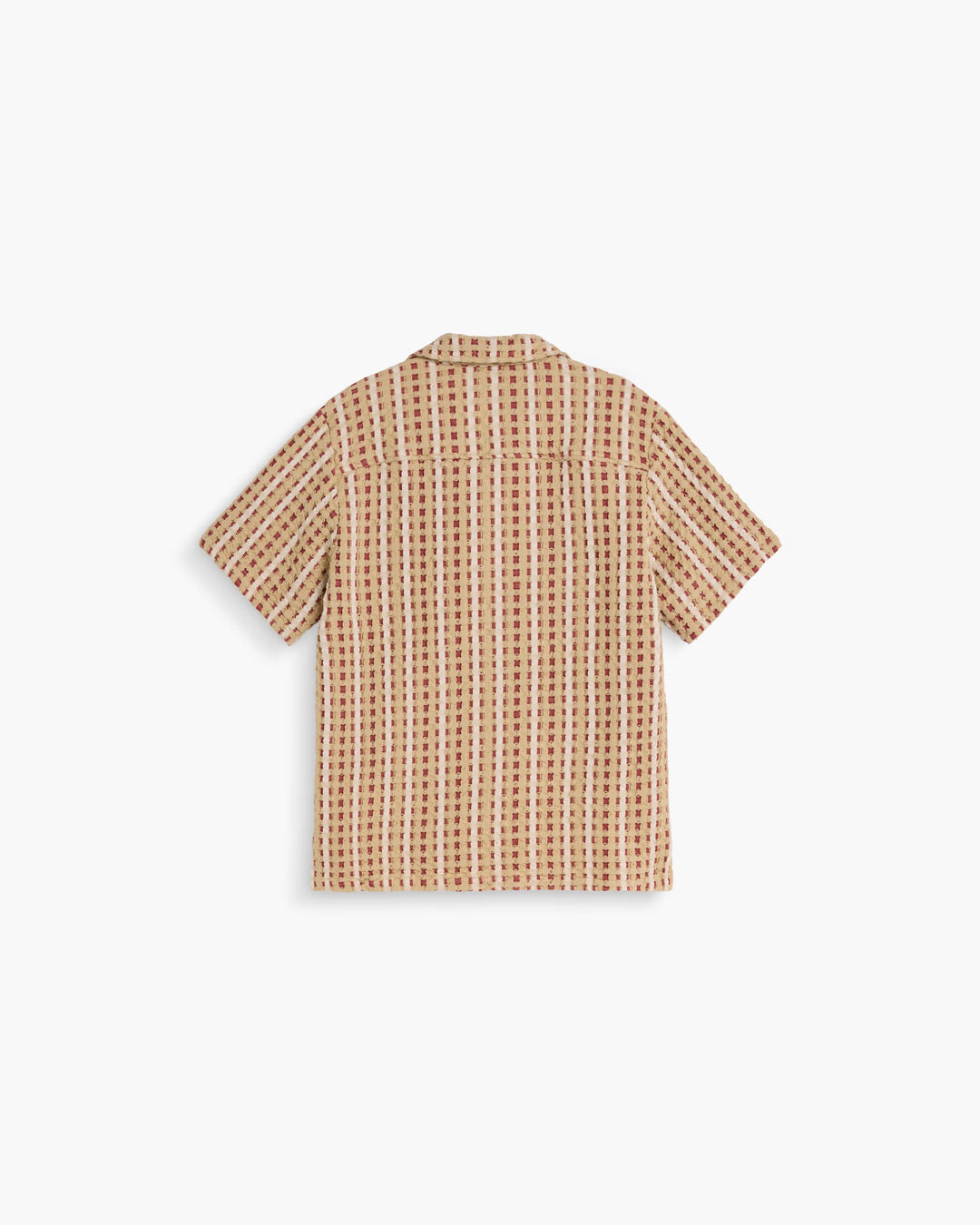 OAS Company Mens Lano Waffle Cuba Shirt in Red & Beige Check