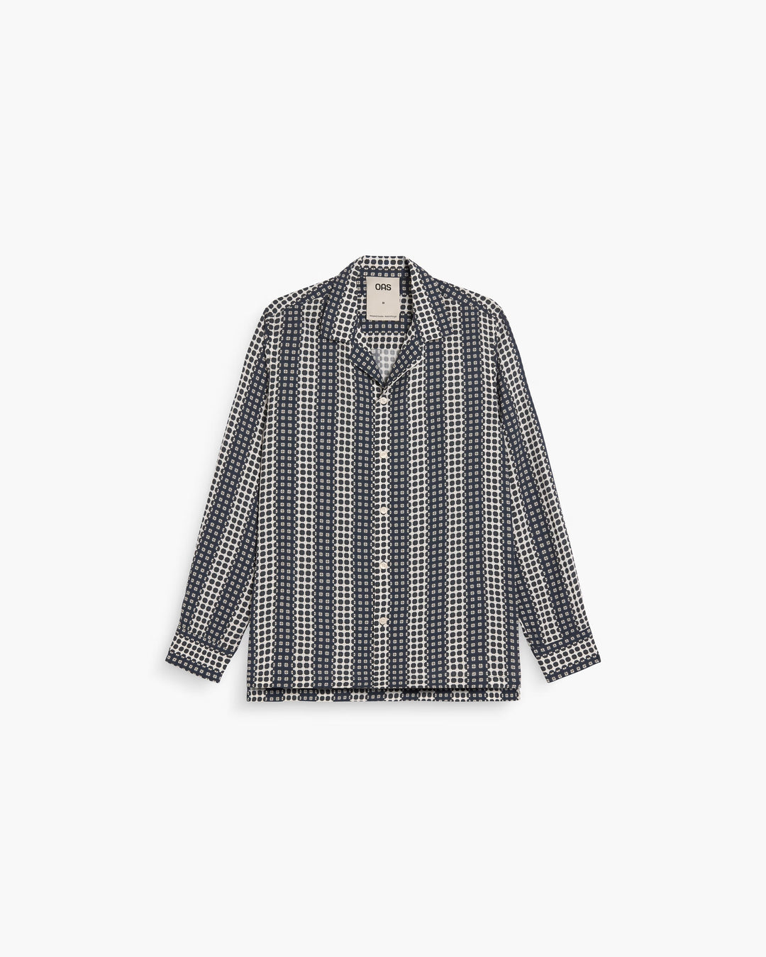 OAS Company Mens Regalia Brillo Viscose Long Sleeve Shirt in Navy & White