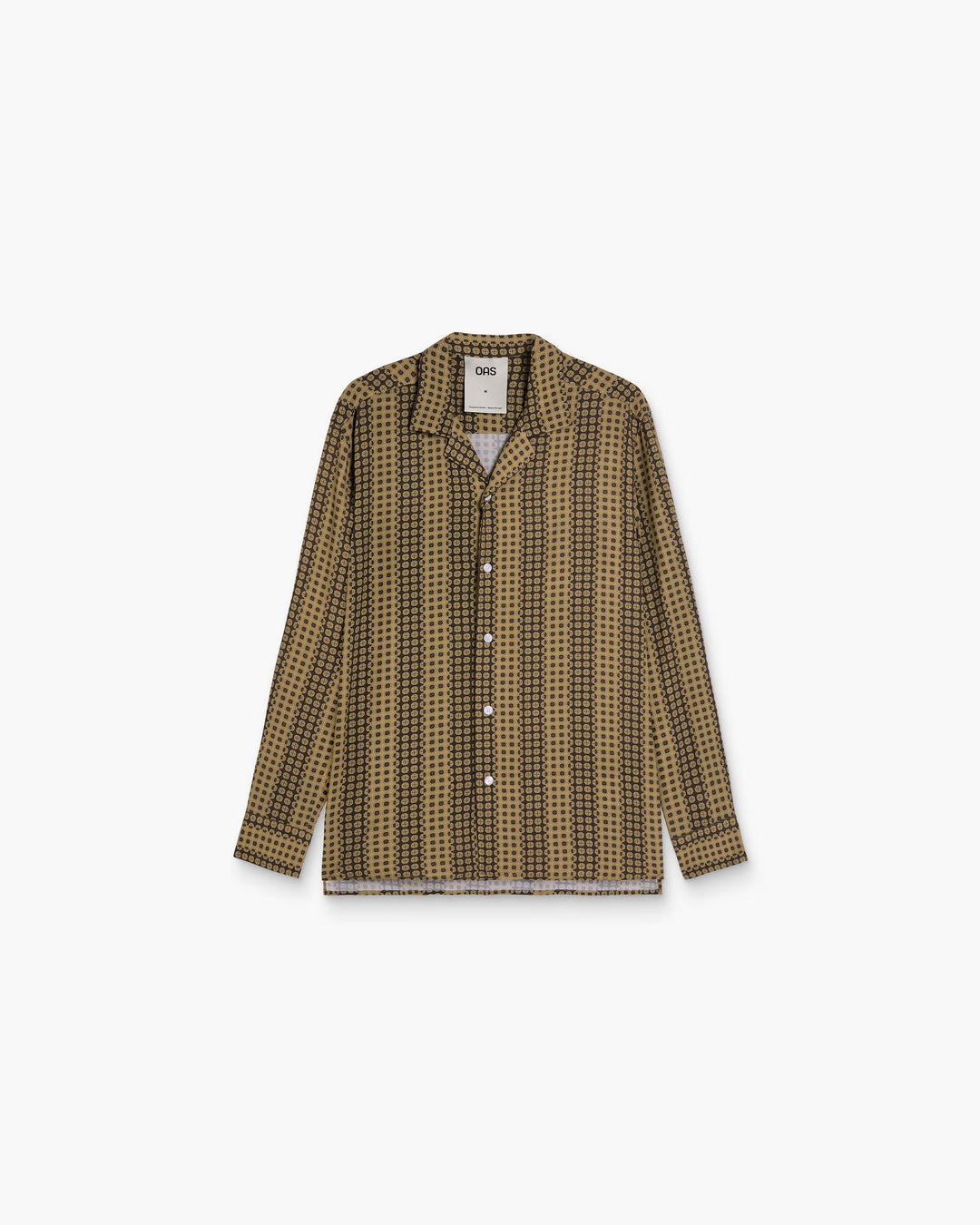 OAS Company Mens Regalia Brillo Viscose Long Sleeve Shirt in Brown & Mustard