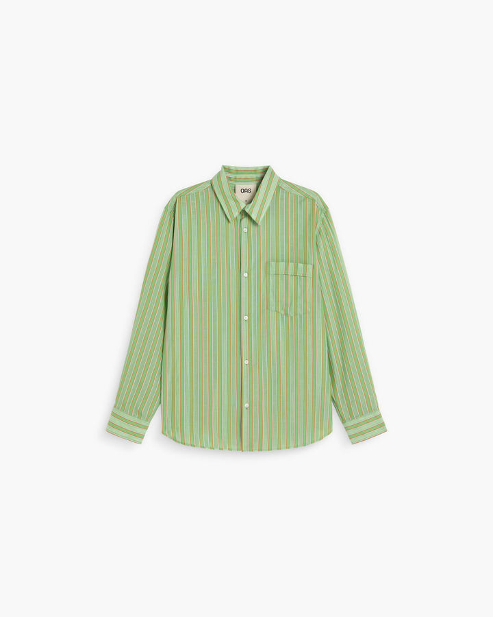 OAS Company Mens Sunshade Piano Shirt in Green Stripe