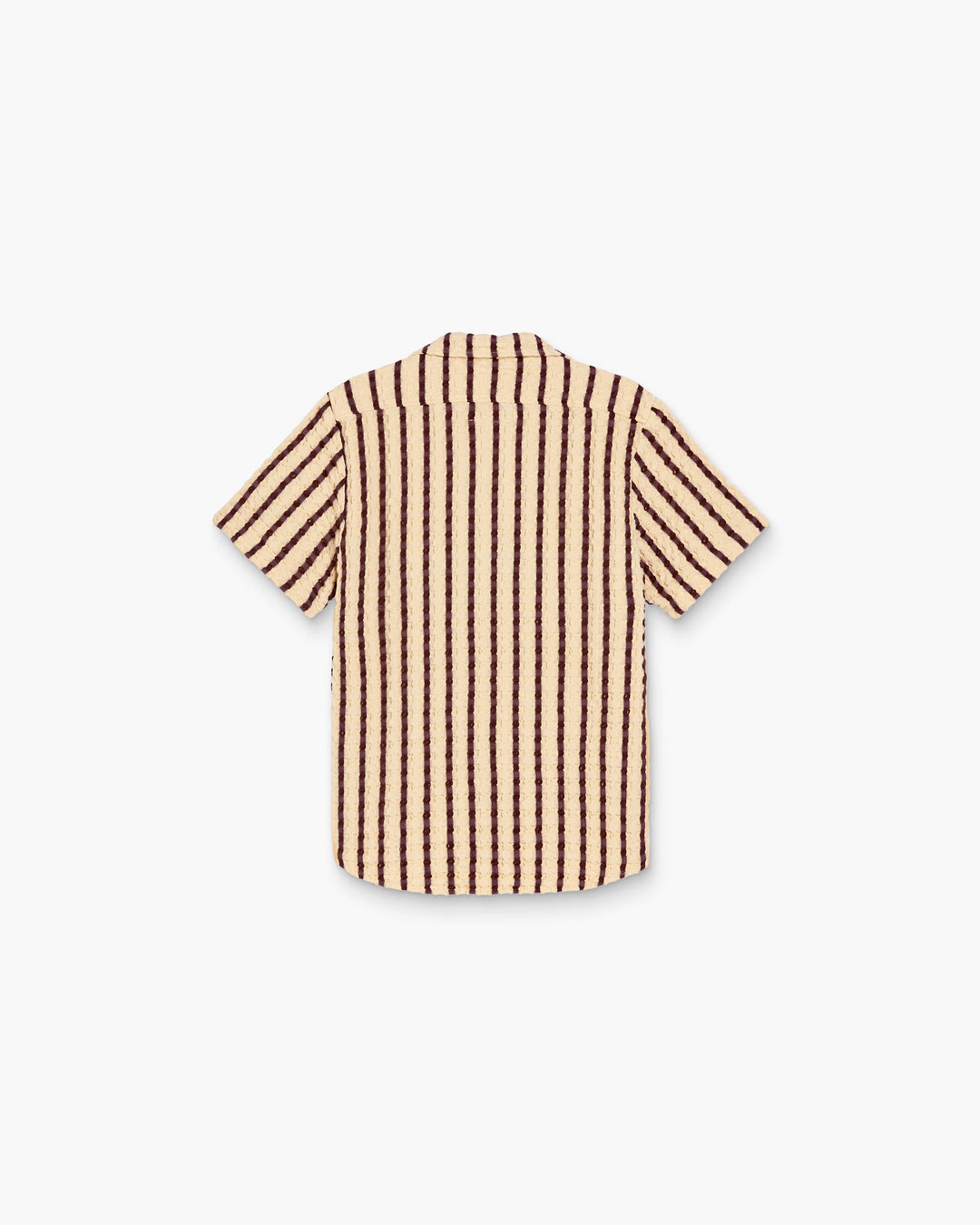 OAS Company Mens Tartufo Cuba Waffle Shirt in Butter & Chocolate Stripe