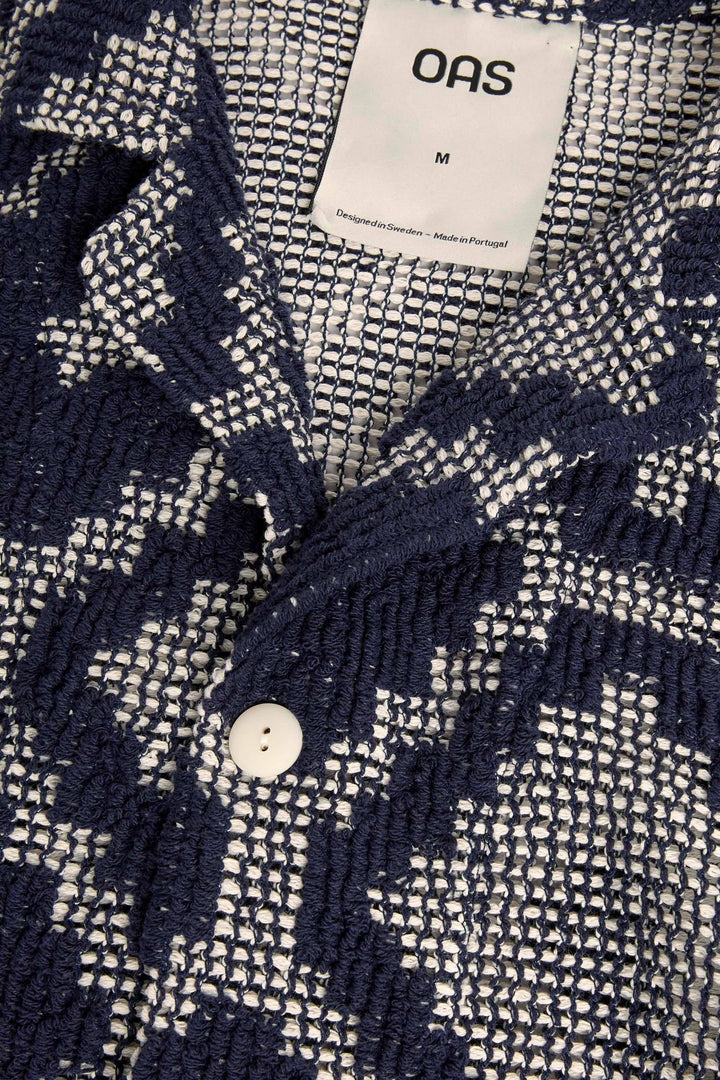 OAS Company Mens Trastevere Cuba Crochet Shirt in Navy