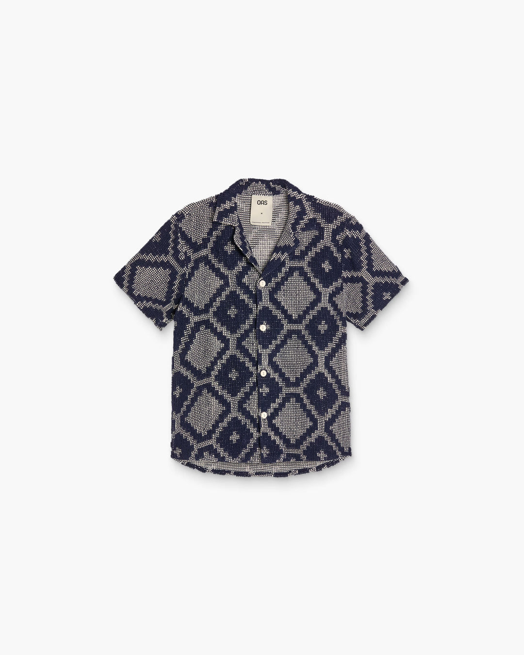 OAS Company Mens Trastevere Cuba Crochet Shirt in Navy