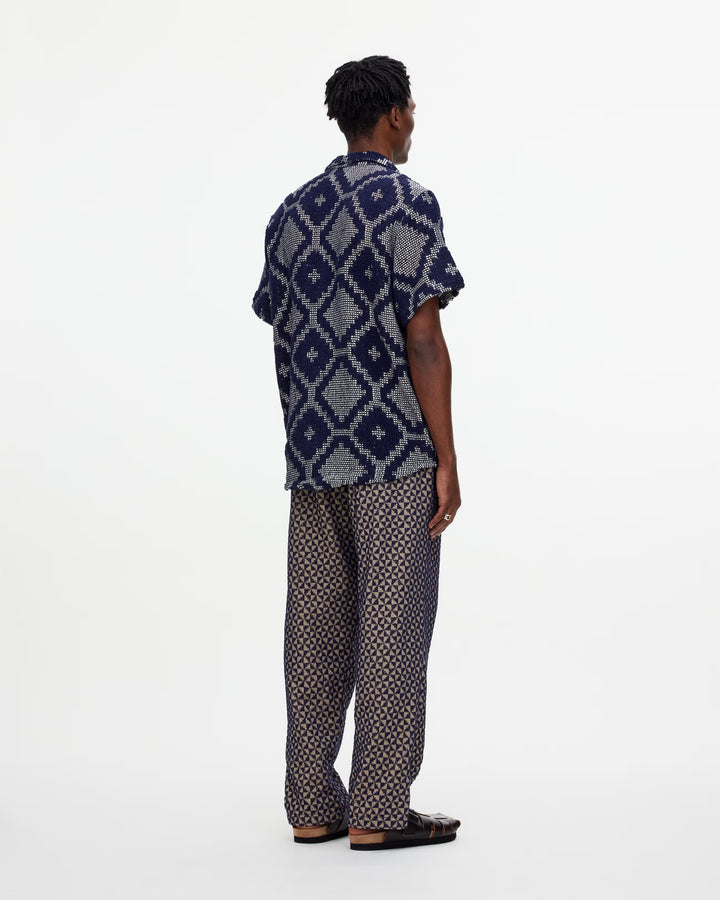 OAS Company Mens Trastevere Cuba Crochet Shirt in Navy