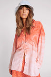 ONE TEASPOON Womens Hand Painted Sunset Muslin Longline Shirt - Coral, WOMENS TOPS & SHIRTS, OneTeaspoon, Elwood 101