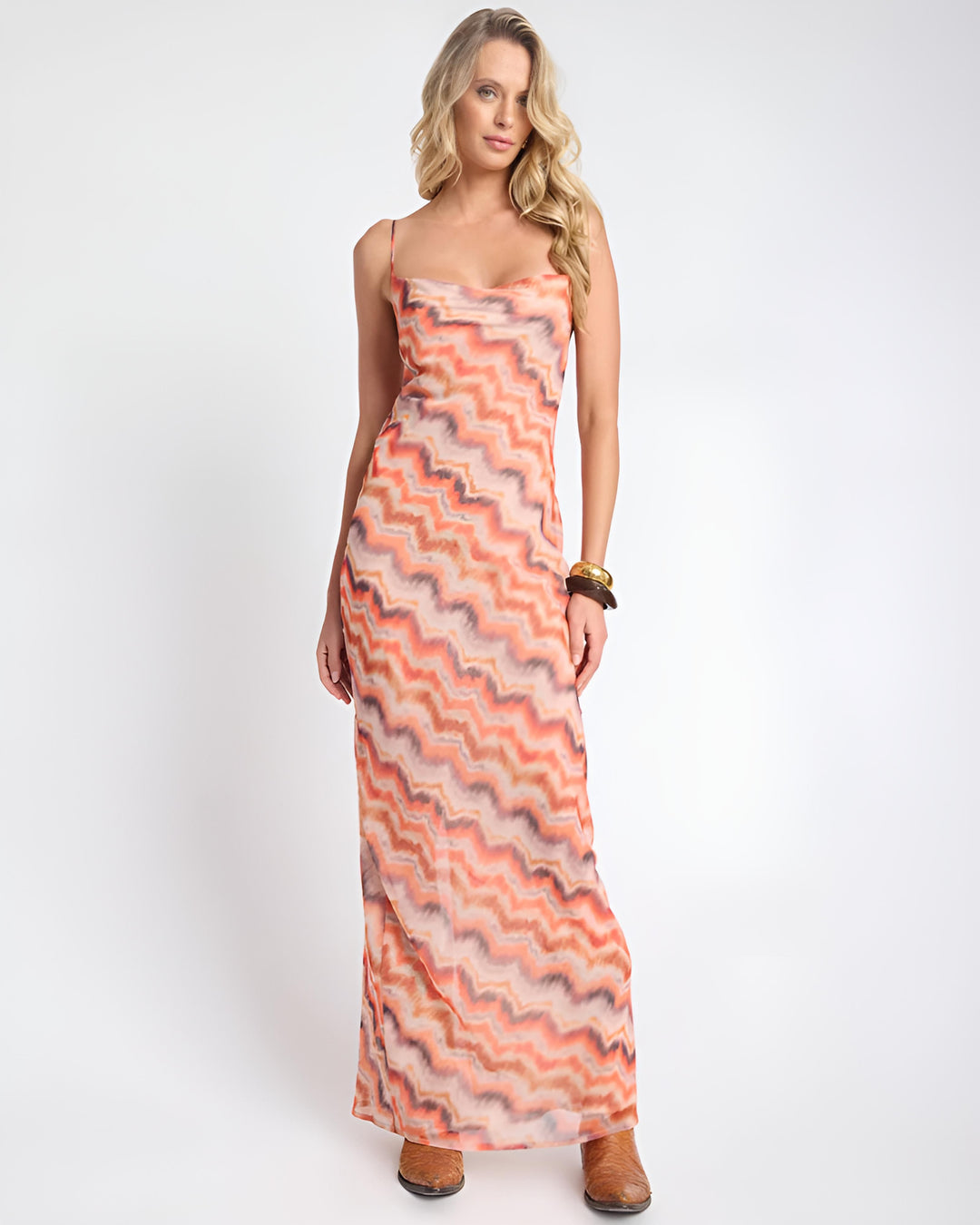 ONE TEASPOON Womens Jagger Sheer Slip Maxi Dress in Sunset Chevron Print, WOMENS DRESSES, OneTeaspoon, Elwood 101