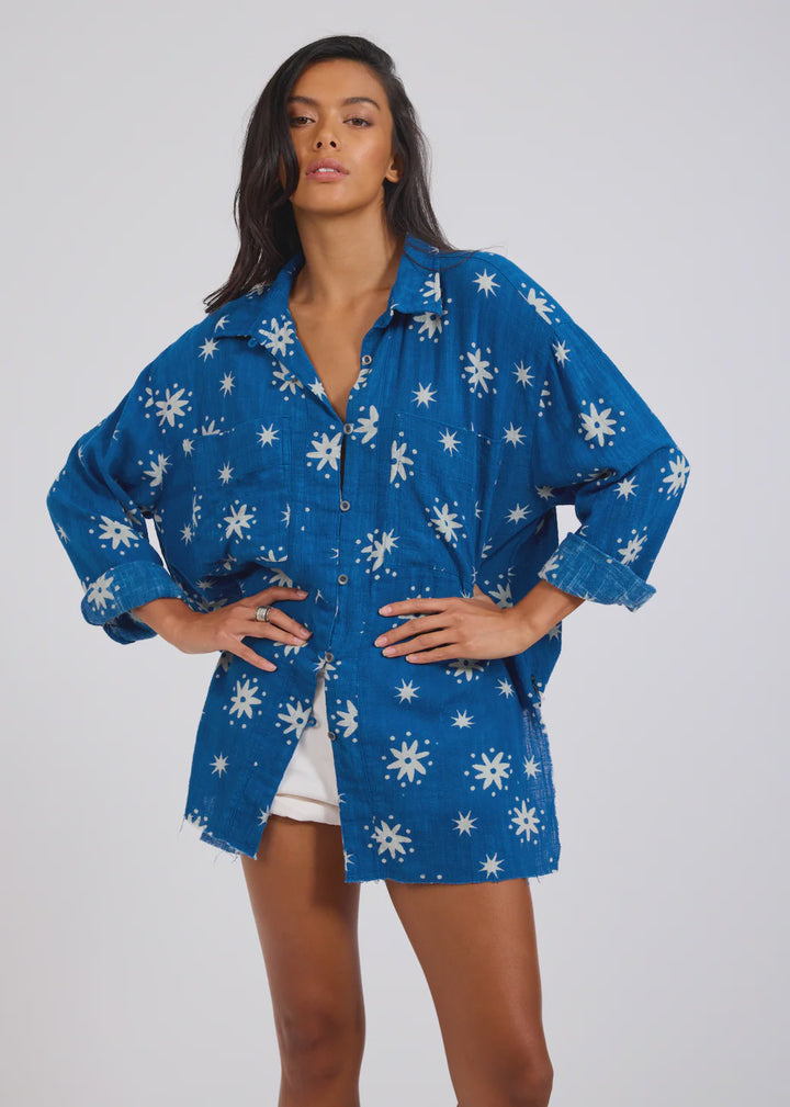 ONE TEASPOON Womens Supernova Muslin Shirt in Blue