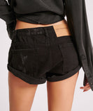 ONE TEASPOON Womens Double Black Bandit Low Waist Denim Shorts - Double Black, WOMENS SHORTS, OneTeaspoon, Elwood 101