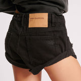 ONE TEASPOON Womens Double Black Bandit Low Waist Denim Shorts - Double Black, WOMENS SHORTS, OneTeaspoon, Elwood 101