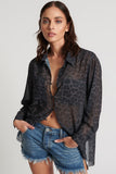 ONE TEASPOON Womens Leopard Chiffon Longline Shirt - Leopard, WOMENS TOPS & SHIRTS, OneTeaspoon, Elwood 101