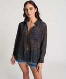 ONE TEASPOON Womens Leopard Chiffon Longline Shirt - Leopard, WOMENS TOPS & SHIRTS, OneTeaspoon, Elwood 101