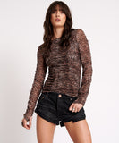 ONE TEASPOON Womens Night Fever Mesh Long Sleeve Top - Animal print, WOMENS TOPS & SHIRTS, OneTeaspoon, Elwood 101