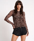 ONE TEASPOON Womens Night Fever Mesh Long Sleeve Top - Animal print, WOMENS TOPS & SHIRTS, OneTeaspoon, Elwood 101