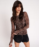 ONE TEASPOON Womens Night Fever Mesh Long Sleeve Top - Animal print, WOMENS TOPS & SHIRTS, OneTeaspoon, Elwood 101