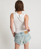 ONE TEASPOON Womens OTS Cut Through Fine Ribbed Tank Top - White, WOMENS TEES & TANKS, OneTeaspoon, Elwood 101