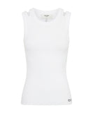 ONE TEASPOON Womens OTS Cut Through Fine Ribbed Tank Top - White, WOMENS TEES & TANKS, OneTeaspoon, Elwood 101