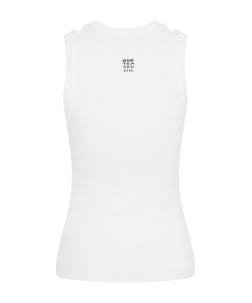 ONE TEASPOON Womens OTS Cut Through Fine Ribbed Tank Top - White, WOMENS TEES & TANKS, OneTeaspoon, Elwood 101