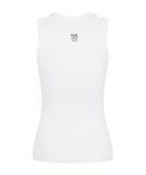 ONE TEASPOON Womens OTS Cut Through Fine Ribbed Tank Top - White, WOMENS TEES & TANKS, OneTeaspoon, Elwood 101