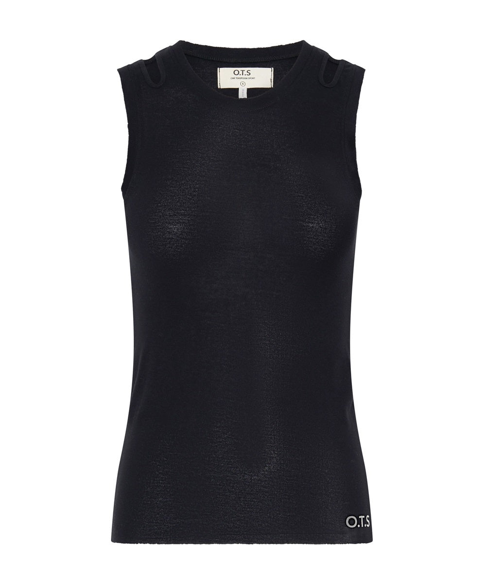 ONE TEASPOON Womens OTS Cut Through Tank Black, WOMENS TEES & TANKS, OneTeaspoon, Elwood 101