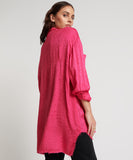 ONE TEASPOON Womens Shocking Pink Jacquard Longline Shirt, WOMENS TOPS & SHIRTS, OneTeaspoon, Elwood 101