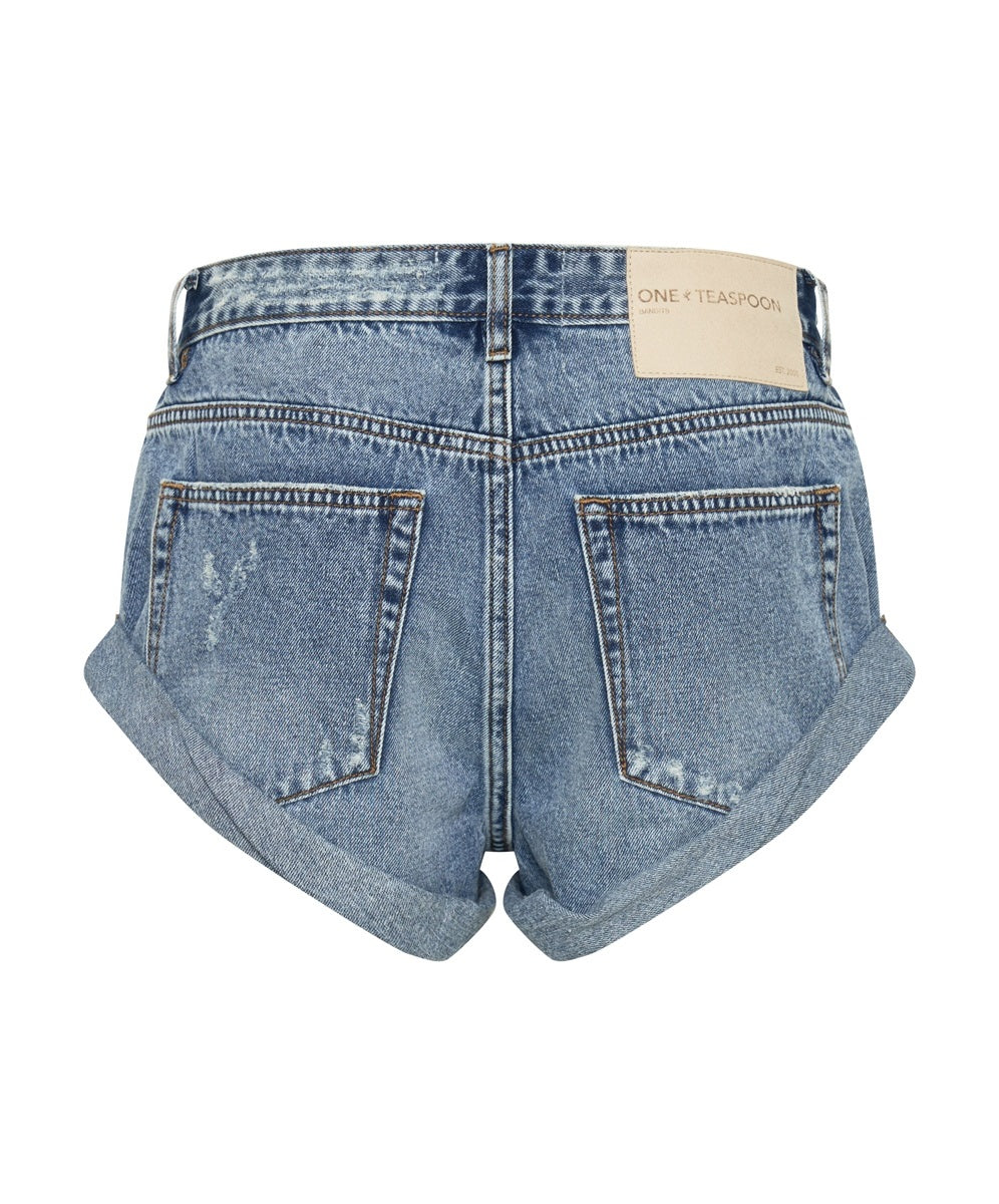 ONE TEASPOON Womens Texas Blue Bandits Low Waist Denim Shorts, WOMENS SHORTS, OneTeaspoon, Elwood 101