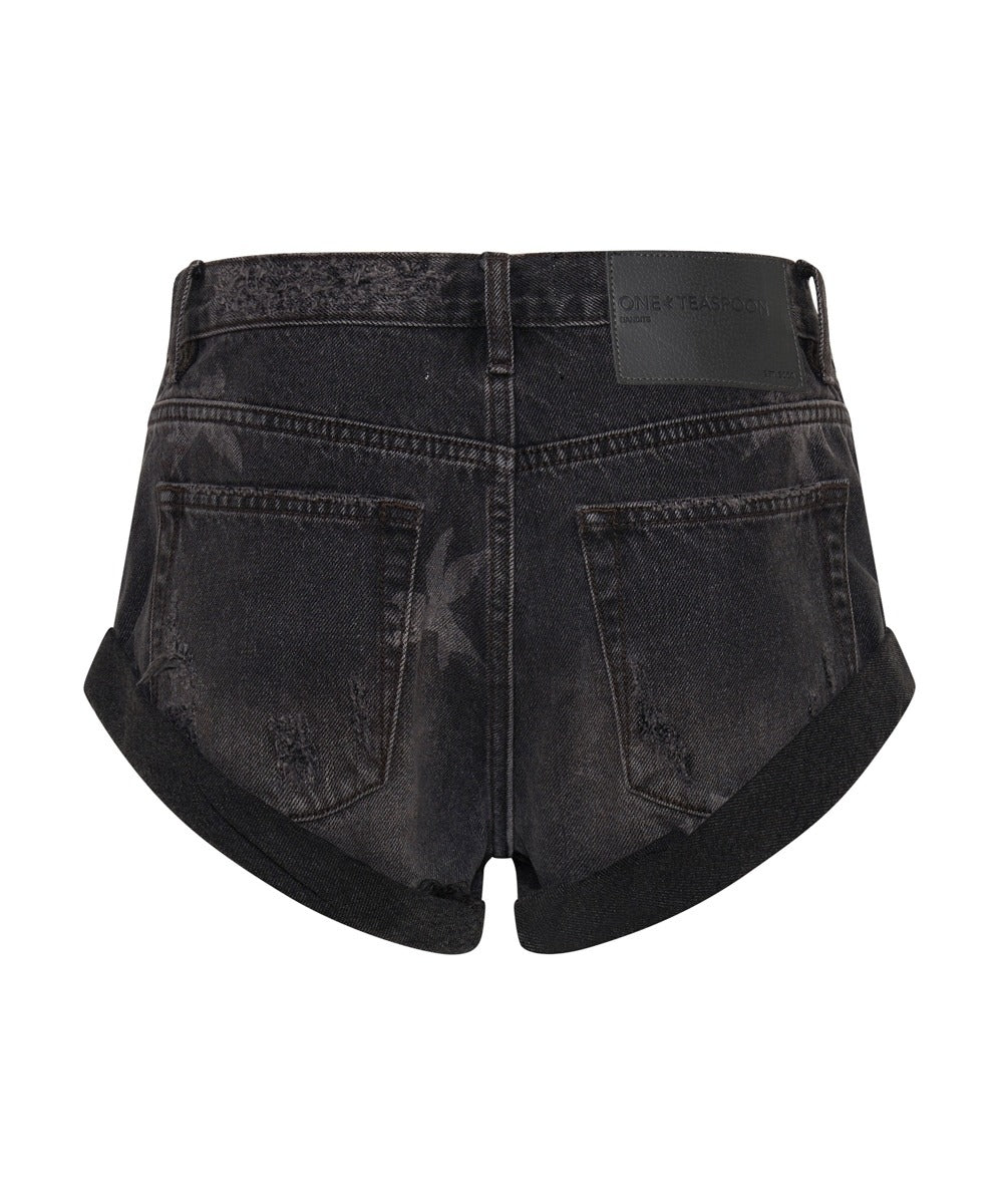 ONE TEASPOON Womens The Bower Bandits Low Waist Denim Short Black